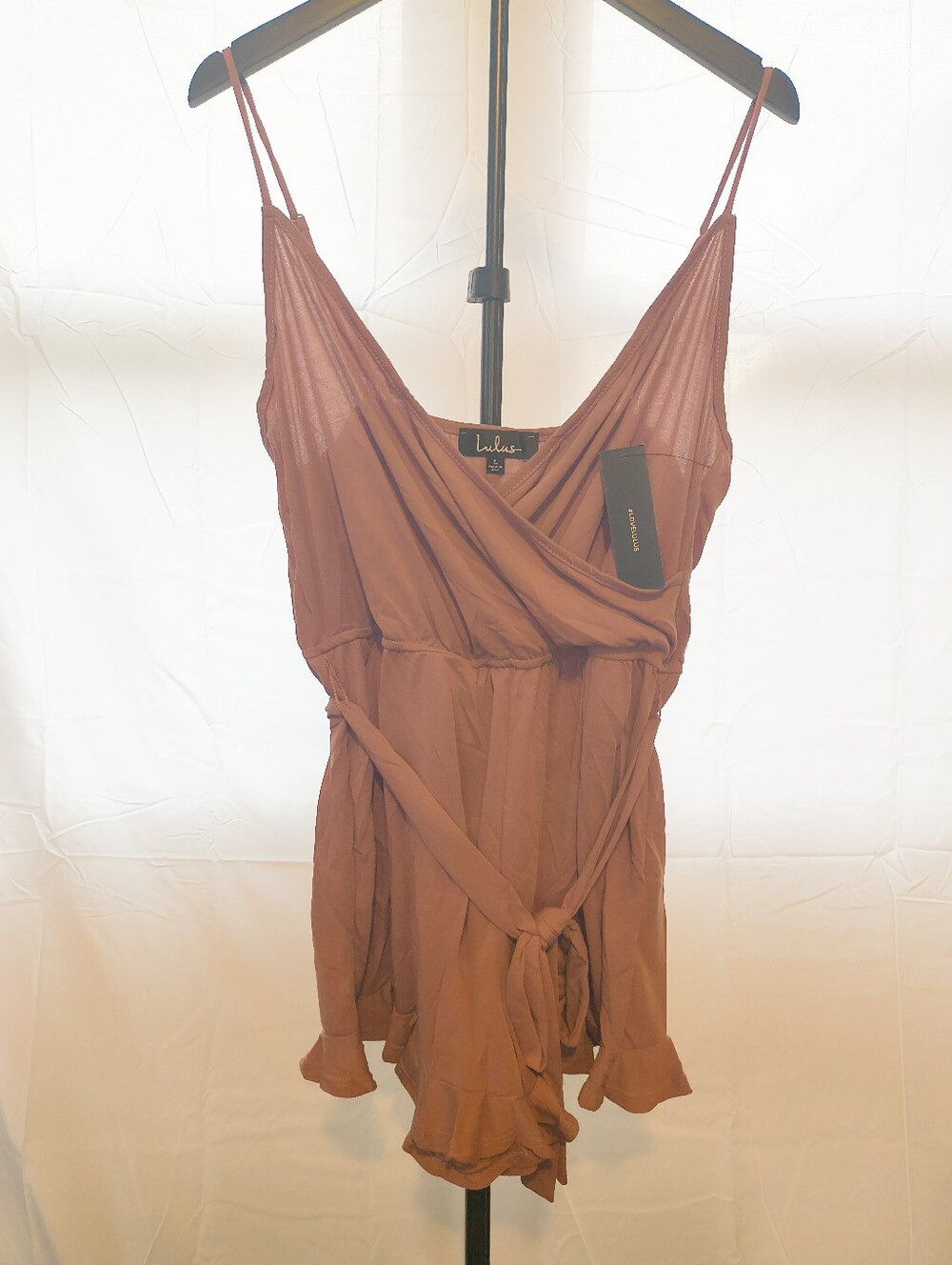 Lulu's Wrap Mini Dress with Tie Waist In Mauve